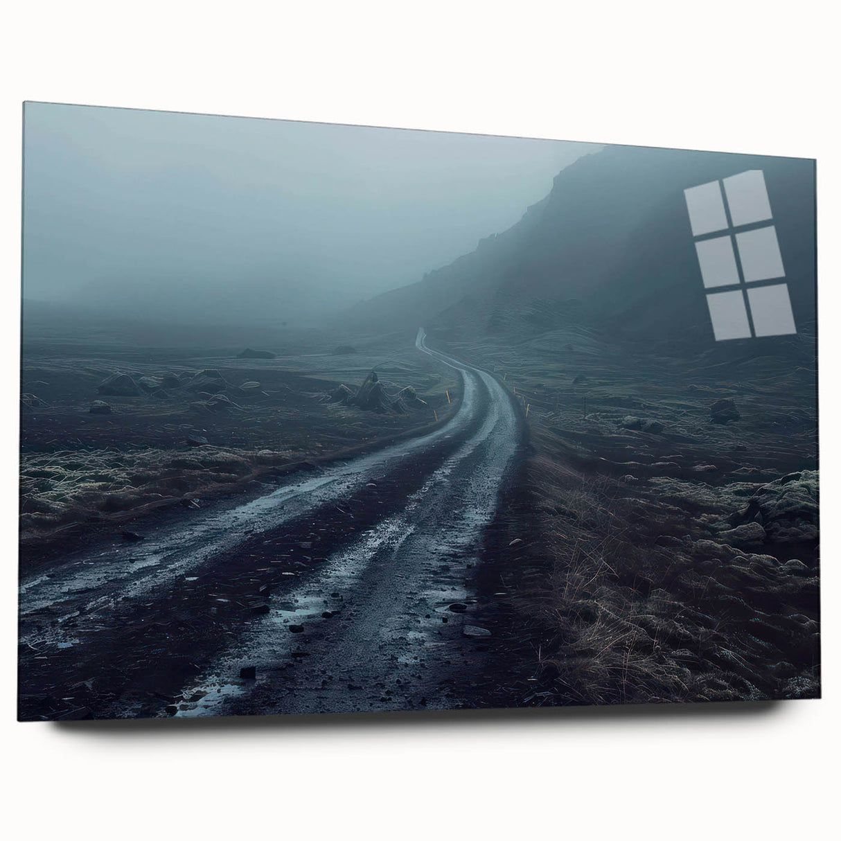 Acrylic glass wall art showcasing a vibrant landscape road design, highlighting vivid colors and intricate details, perfect for modern home decor. Ideal for enhancing living spaces with artistic flair.
