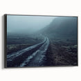 Framed canvas wall art showcasing a minimalist road design in black, elegantly set against a light background, perfect for modern home decor.