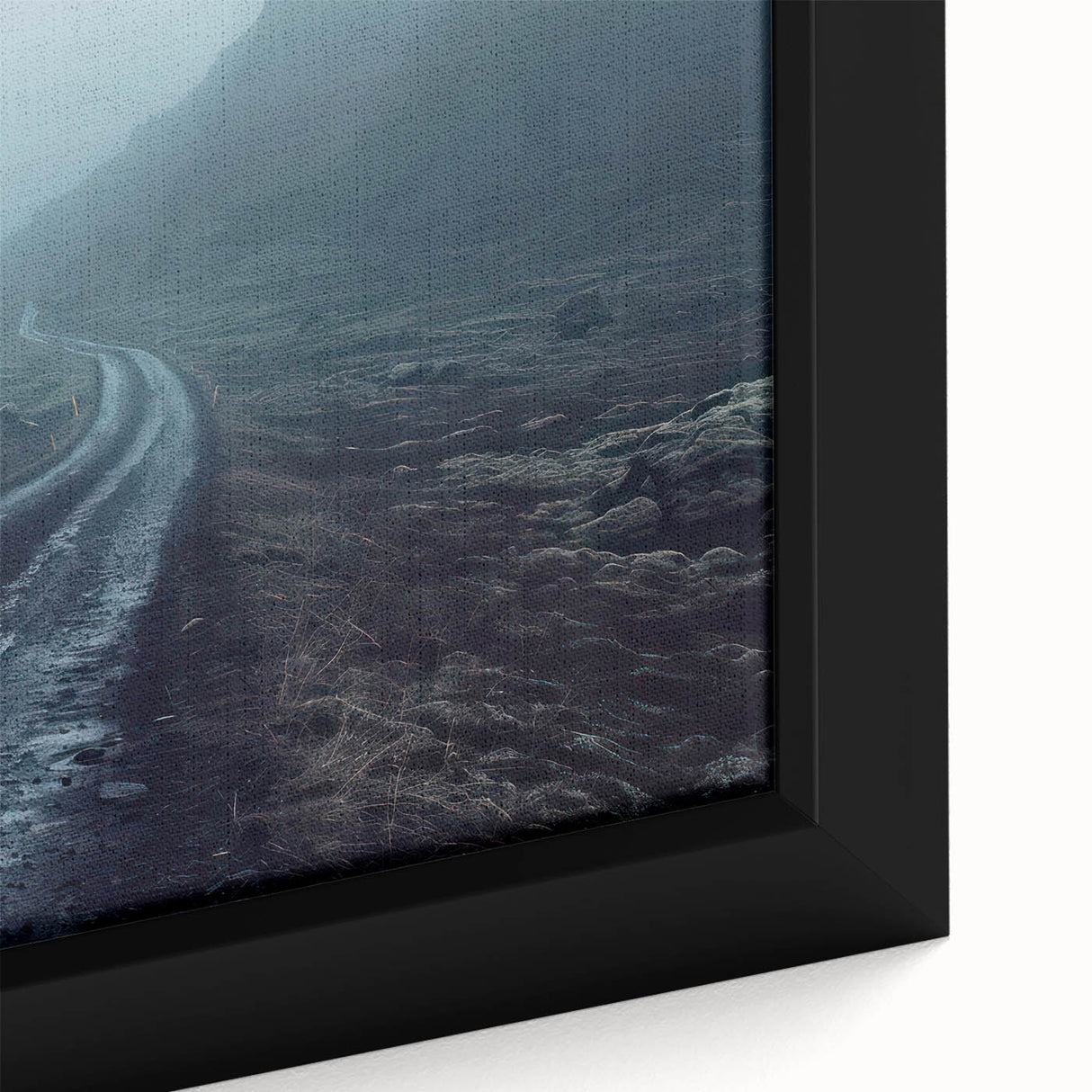 Framed canvas close-up showcasing a vibrant landscape road design with earthy tones and intricate detailing, perfect for modern home decor or artistic inspiration.
