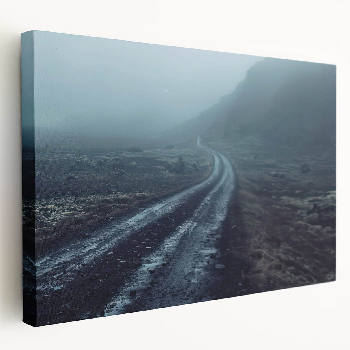 Stretched canvas wall art showcasing a serene landscape with winding roads, featuring vibrant colors in a modern design, ideal for enhancing home decor.