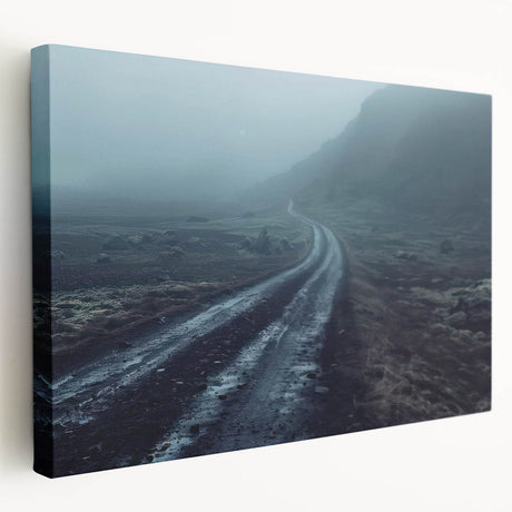 Stretched canvas wall art showcasing a serene landscape with winding roads, featuring vibrant colors in a modern design, ideal for enhancing home decor.