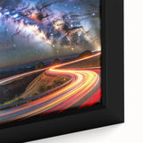 Framed canvas wall art showcasing a vibrant landscape road design with rich colors and intricate details, ideal for home decor or office settings.