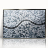 Framed acrylic wall art showcasing a scenic landscape with winding roads, featuring silver accents and a modern design that enhances interior decor. Perfect for adding a touch of elegance to any room.