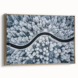 Framed canvas wall art showcasing a stunning landscape road design with gold accents, perfect for modern home decor. Ideal for enhancing living spaces with elegance.