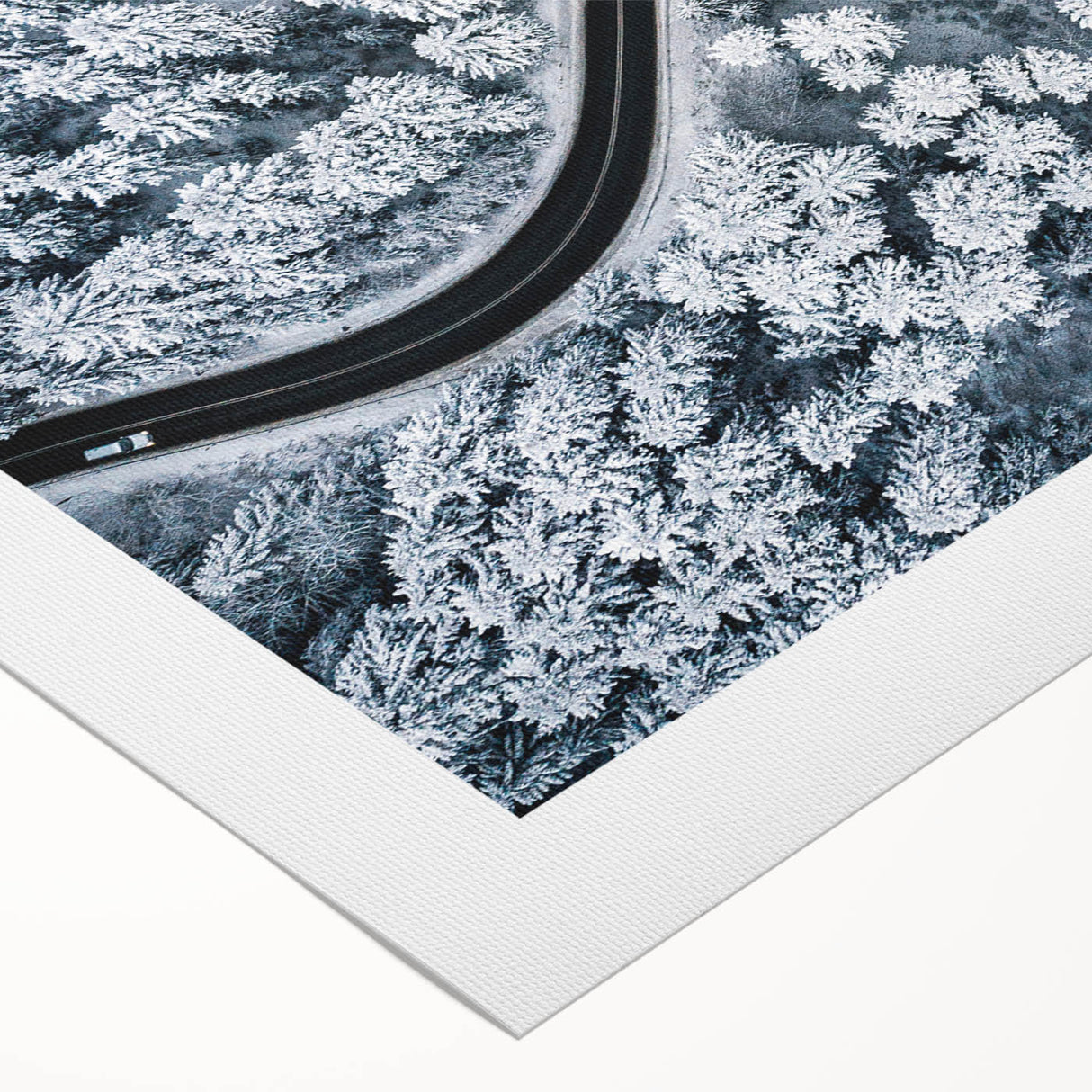 Rolled canvas print showcasing a serene landscape road design with vibrant colors, perfect for home decor. Ideal for adding a touch of nature-inspired art to any space.