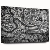 Acrylic glass wall art collection showcasing a serene landscape with winding roads and vibrant colors, designed for modern home decor. Perfect for adding a touch of nature to any space.