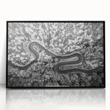 Framed acrylic wall art displaying a striking landscape road design with a black frame, perfect for modern home decor. Ideal for adding elegance to any living space.
