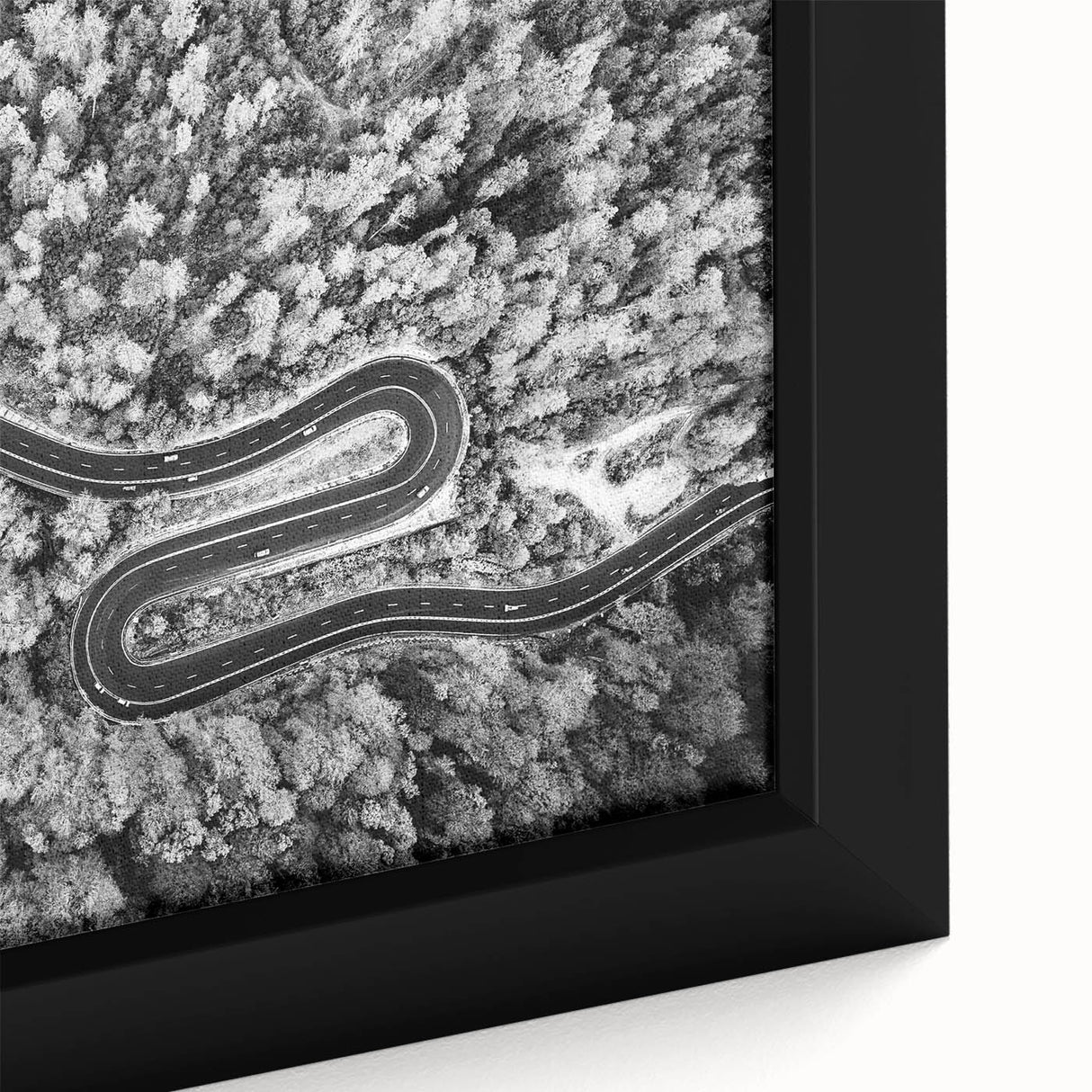 Framed canvas artwork showcasing a vibrant landscape road design with rich colors and intricate details, perfect for home decor and artistic ambiance.