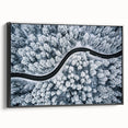 Framed canvas wall art depicting a scenic road landscape design, featuring vibrant colors and a sleek black frame, ideal for enhancing modern home decor.