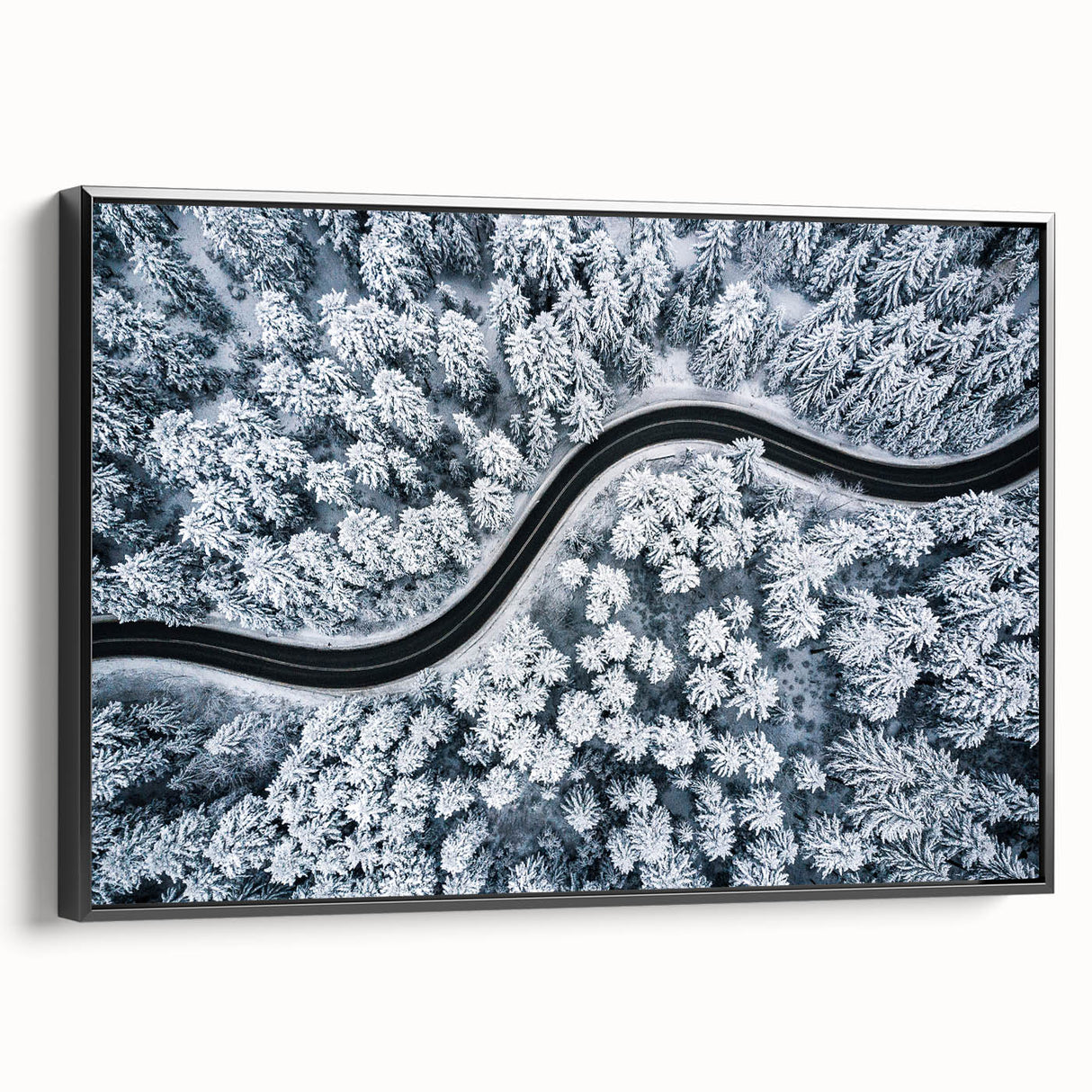 Framed canvas wall art depicting a scenic road landscape design, featuring vibrant colors and a sleek black frame, ideal for enhancing modern home decor.
