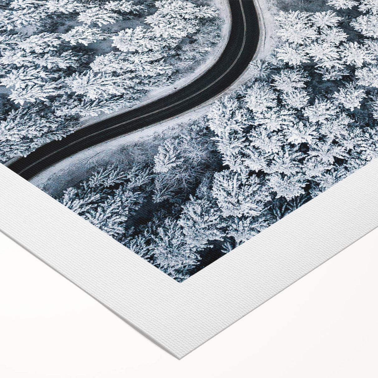 Vibrant rolled canvas wall art showcasing a tranquil landscape with winding roads, ideal for home decor. Packaged securely in a cardboard tube for safe delivery.