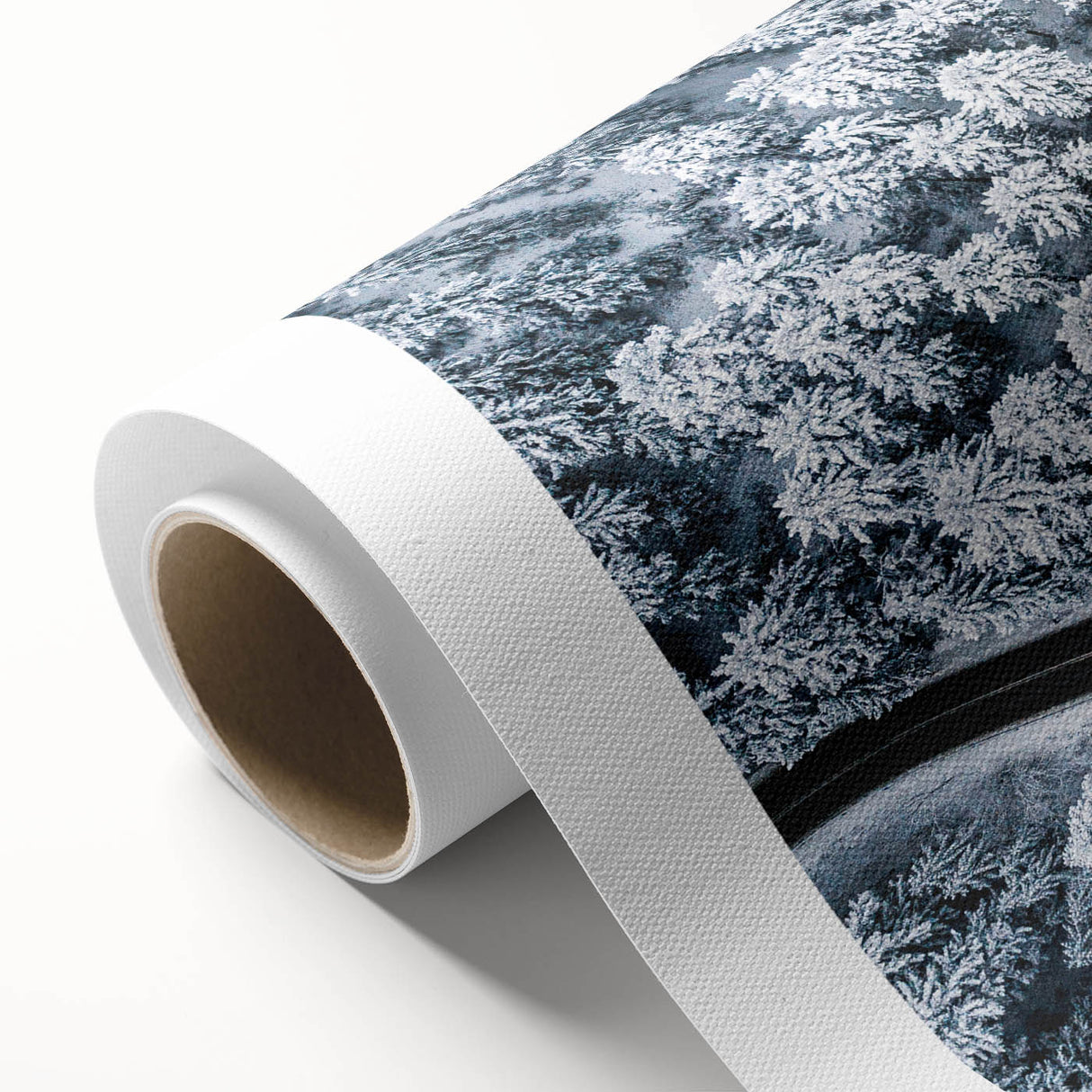 Rolled canvas artwork showcasing a scenic landscape road design, featuring vibrant colors and intricate details, ideal for modern home decor or art collection.