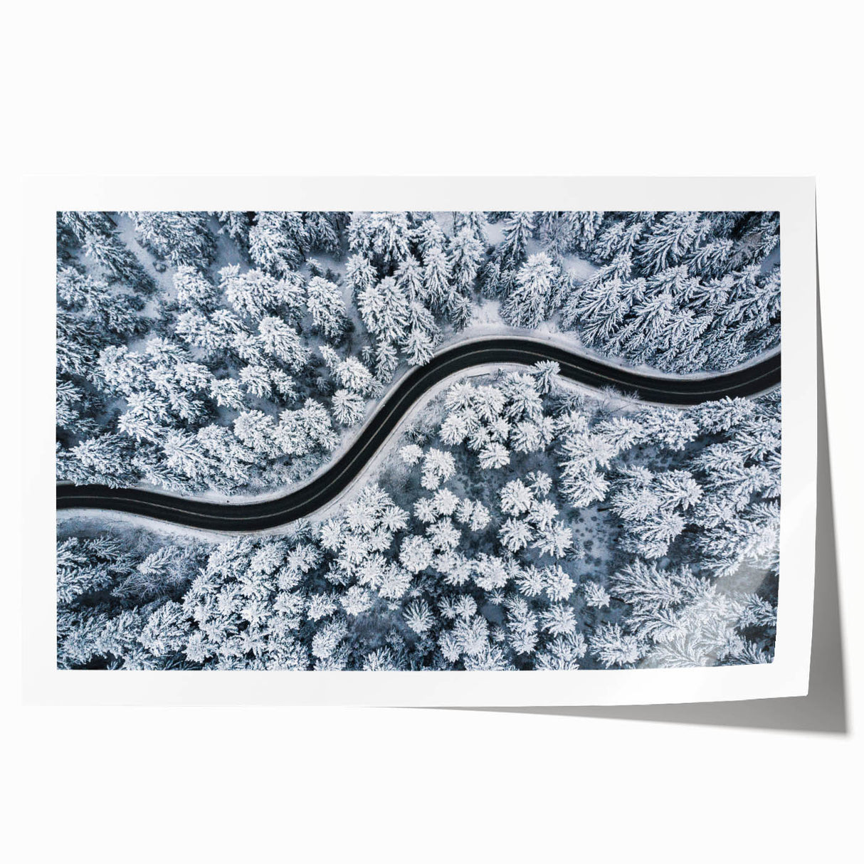 Rolled print showcasing a serene landscape road design in soft earth tones, ideal for home decor; packaged securely in a protective tube for safe shipping.