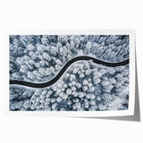 Rolled print showcasing a serene landscape road design in soft earth tones, ideal for home decor; packaged securely in a protective tube for safe shipping.