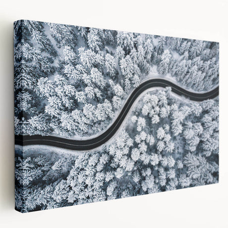 Stretched canvas wall art showcasing a serene landscape with winding roads, vibrant colors, and intricate details, perfect for home decor and artistic ambiance.