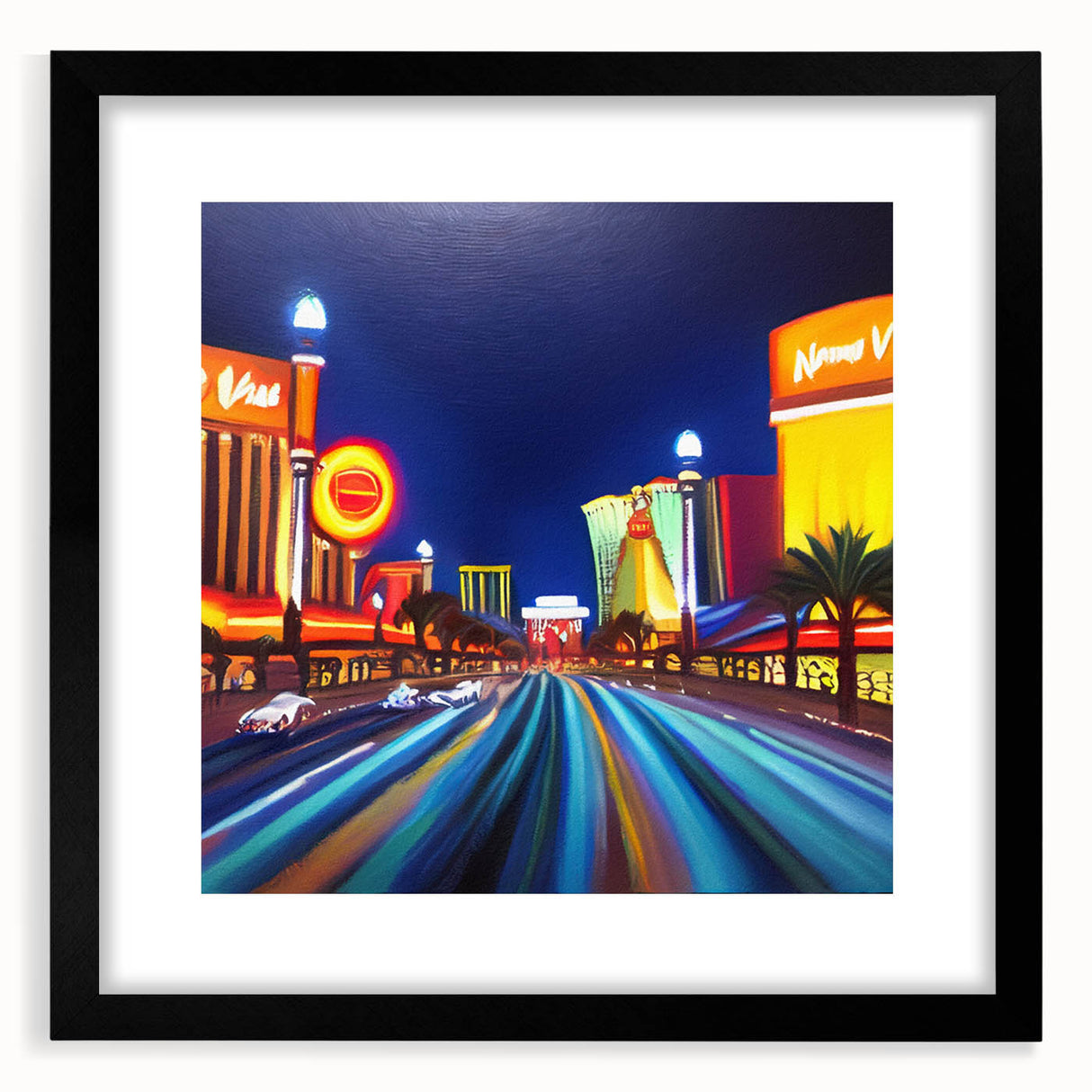 Black-framed wall art showcasing a scenic landscape road design, elegantly matted for a polished look, perfect for home decor enthusiasts and art collectors.