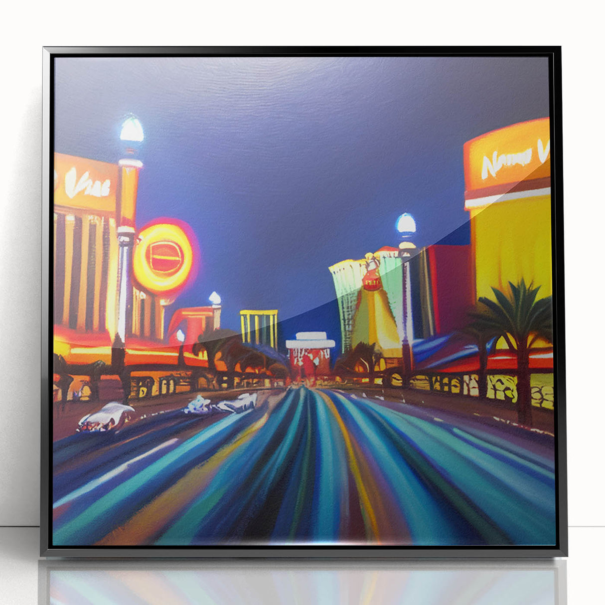 Framed acrylic artwork showcasing a stunning landscape road design with vibrant colors and a sleek black frame, perfect for modern home decor. Ideal for enhancing interior spaces with a touch of artistic flair.