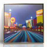 Framed acrylic wall art featuring a stunning landscape road design in gold accents, ideal for modern home decor, showcasing vibrant colors and intricate details.