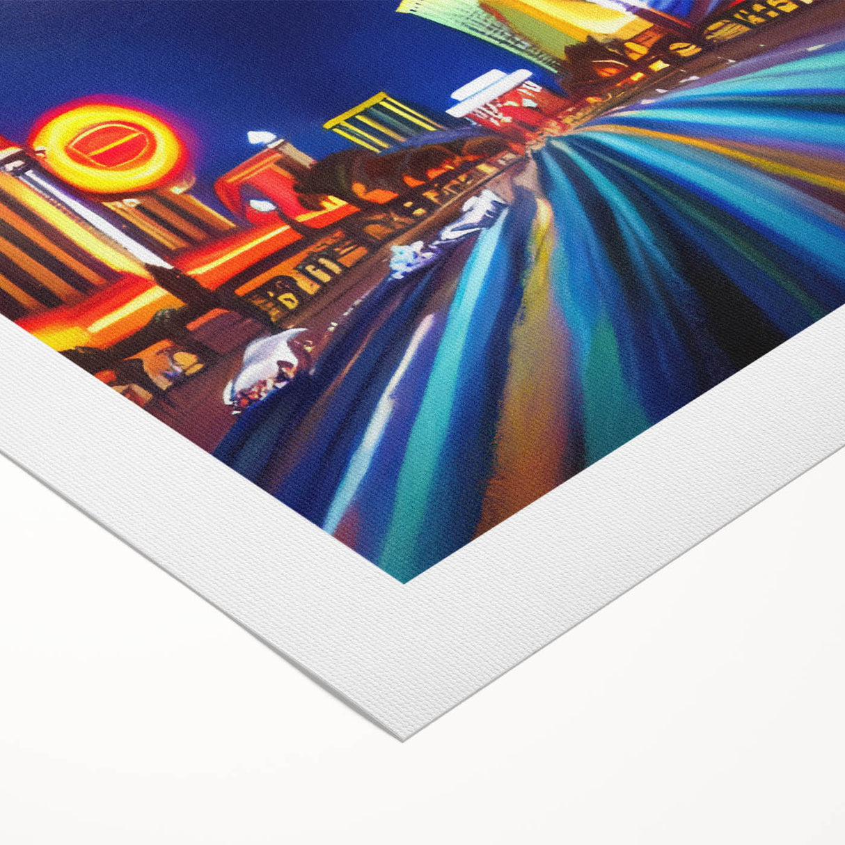 Rolled canvas artwork showcasing a serene landscape with winding roads, vibrant colors, and a calming sky, ideal for enhancing home decor in a modern setting.