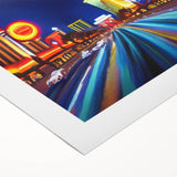 Rolled canvas artwork showcasing a serene landscape with winding roads, vibrant colors, and a calming sky, ideal for enhancing home decor in a modern setting.