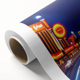 Rolled canvas artwork showcasing a vibrant landscape road design, featuring rich colors and intricate details. Perfect for home decor, art enthusiasts, and collectors.