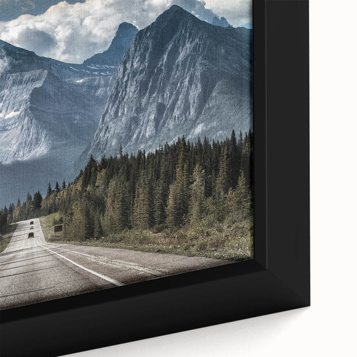 Framed canvas wall art showcasing a vibrant landscape design with winding roads, featuring rich colors and intricate details, ideal for home decor enhancement.