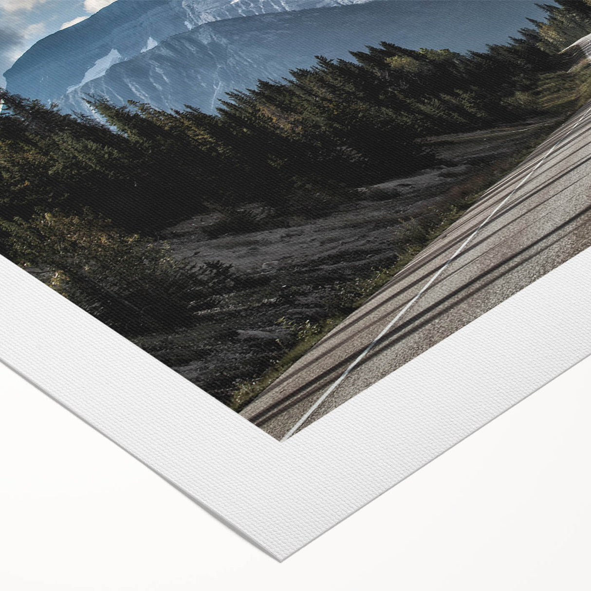 Rolled canvas artwork showcasing a vibrant landscape road design, featuring rich colors and intricate details, ideal for modern home decor and art enthusiasts.