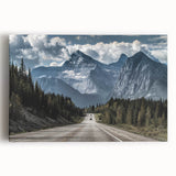 Stretched canvas artwork showcasing a vibrant landscape and winding road design, perfect for home decor, emphasizing earthy tones and tranquility.