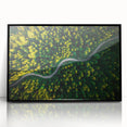 Framed black acrylic wall art showcasing a vibrant landscape road design, perfect for modern home decor. The artwork adds a stylish touch to any interior setting.