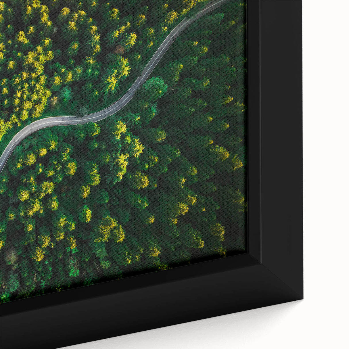 Framed canvas close-up of a landscape road design wall art, showcasing vibrant colors and intricate details, perfect for home decor. Ideal for art enthusiasts and interior design.