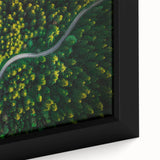 Framed canvas close-up of a landscape road design wall art, showcasing vibrant colors and intricate details, perfect for home decor. Ideal for art enthusiasts and interior design.