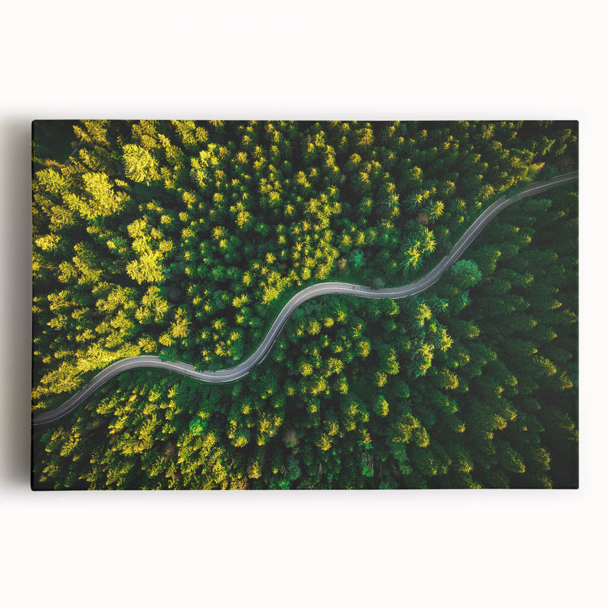 Stretched canvas artwork showcasing a vibrant landscape with winding roads, featuring rich colors and intricate details, ideal for home decor. Perfect for adding an artistic touch to any space.