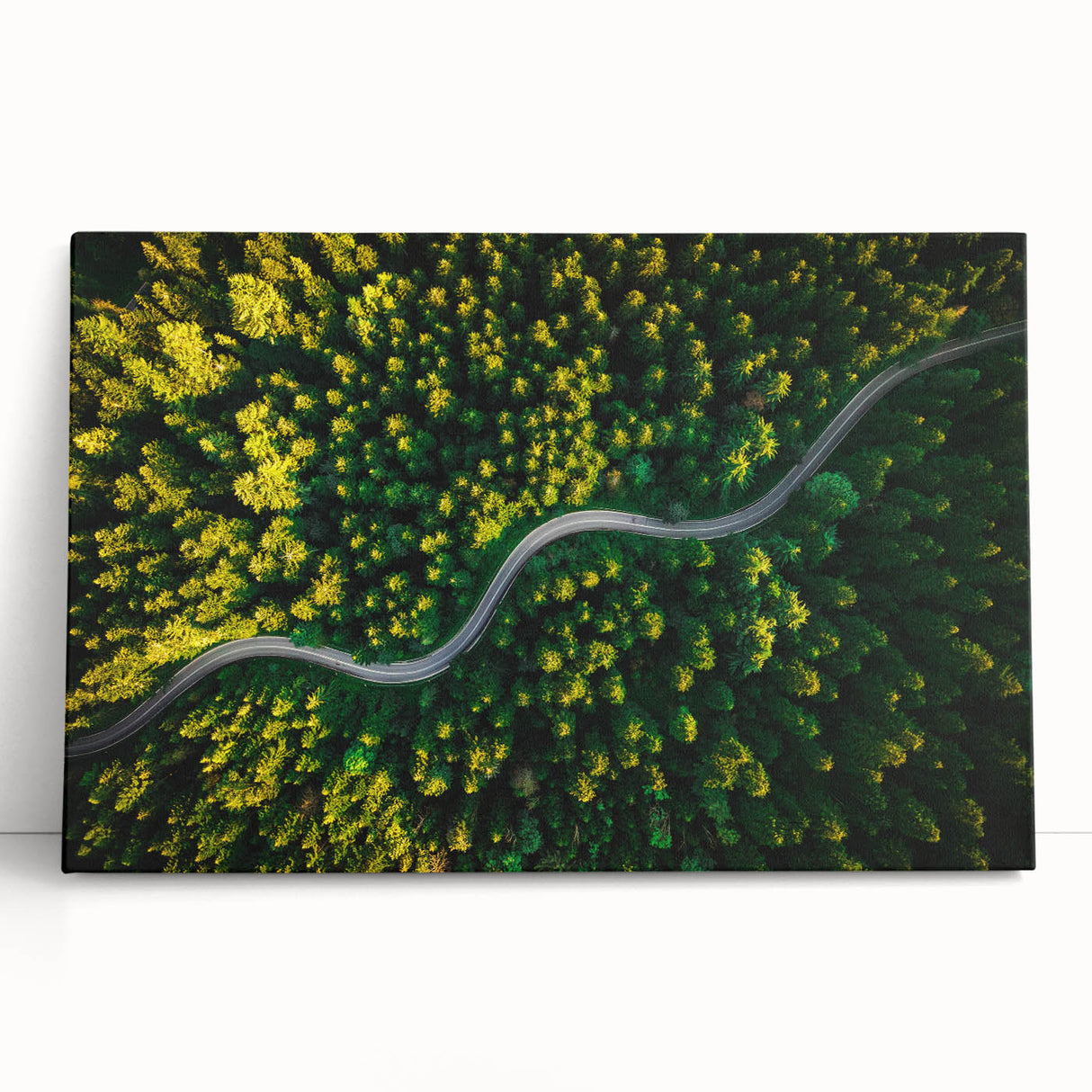 Stretched canvas wall art showcasing a serene landscape road design, featuring vibrant colors and intricate details, perfect for enhancing home decor aesthetics.