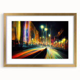 Framed wall art showcasing a scenic landscape road design, featuring a gold frame and matting, ideal for home decor and interior styling.