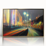 Framed acrylic wall art featuring a stunning landscape design with winding roads and vibrant colors, ideal for modern home decor. Perfect for adding elegance to any room.