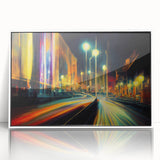 Framed acrylic wall art depicting serene landscapes and winding roads, showcased in a white frame, perfect for enhancing modern home decor with nature-inspired aesthetics.