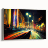 Framed canvas wall art showcasing a modern landscape design with winding roads, highlighted by silver accents, ideal for contemporary home decor.