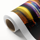 Rolled canvas artwork showcasing a vibrant landscape design with winding roads and lush greenery, perfect for home decor. Packaged securely in a protective tube for safe delivery.