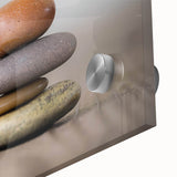 Close-up of a stunning acrylic glass wall art piece showcasing a vibrant landscape design with intricate rock formations, perfect for modern home decor.