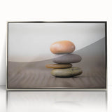 Framed acrylic wall art showcasing a stunning landscape with textured rocks and vibrant colors, ideal for modern home decor or office settings. This piece adds a touch of elegance and nature-inspired beauty to any interior space.