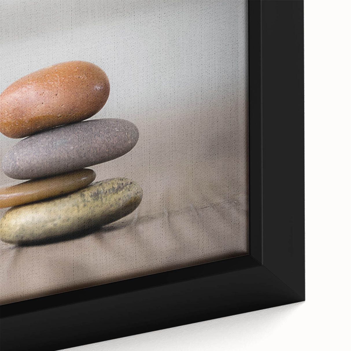 Framed canvas wall art showcasing a close-up of a rocky landscape design, highlighting intricate textures and earthy tones, perfect for modern home decor.