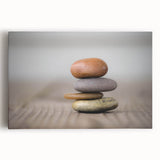 Stretched canvas wall art showcasing a vibrant abstract landscape design with bold colors and intricate rock textures, ideal for contemporary home décor.