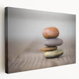 Stretched canvas wall art showcasing a vibrant landscape design with rocky formations, perfect for modern home decor, emphasizing earthy tones and textures.
