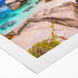 Vibrant rolled canvas artwork showcasing a stunning landscape design with intricate rock formations, ideal for modern home decor, delivered in protective packaging.