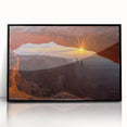 Framed acrylic wall art showcasing a stunning landscape with rocky formations, featuring a sleek black frame that enhances the natural beauty of the scene. Perfect for modern home decor, this artwork adds a touch of elegance and tranquility to any space.