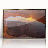 Framed acrylic wall art featuring a stylish landscape design with rocky formations and gold accents, perfect for modern home decor. Ideal for enhancing interior spaces.