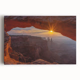 Stretched canvas wall art showcasing a vibrant landscape with rocky formations and a colorful sky, perfect for adding a modern touch to home decor.