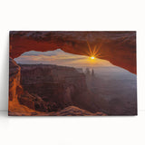 Stretched canvas wall art showcasing a vibrant, abstract landscape design with dynamic rock formations, perfect for modern home decor or artistic display.