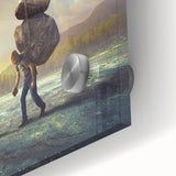 Close-up of a stunning acrylic glass wall art piece showcasing a vibrant landscape of rocky formations, ideal for modern home decor and art enthusiasts.