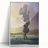 Framed wall art piece showcasing a serene landscape with textured rocks and a white border, perfect for home decor, enhancing modern interiors with natural beauty.